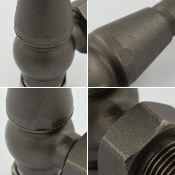 West Eton Angled Manual Radiator Valve and Lockshield - Light Pewter
