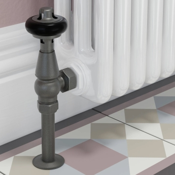 West Eton Angled Manual Radiator Valve and Lockshield - Light Pewter | Product Image