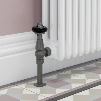 West Eton Angled Manual Radiator Valve and Lockshield - Light Pewter | Product Image