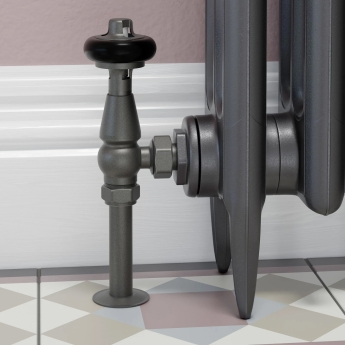 West Eton Angled Manual Radiator Valve and Lockshield - Light Pewter | Product Image