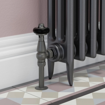 West Eton Angled Manual Radiator Valve and Lockshield - Light Pewter | Product Image