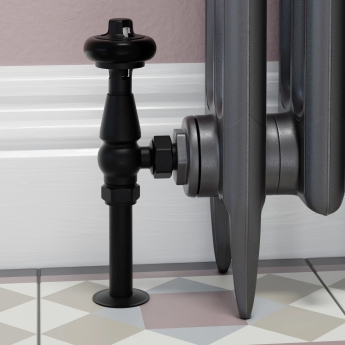 West Eton Traditional Angled Manual Radiator Valve and Lockshield - Satin Black | Product Image