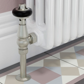 West Eton Traditional Angled Manual Radiator Valve and Lockshield - Satin Nickel | Product Image
