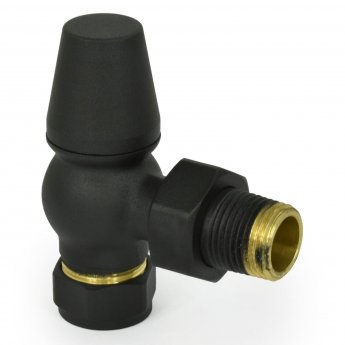 West Eton Angled Manual Radiator Valve and Lockshield - Textured Black