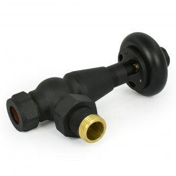 West Eton Angled Manual Radiator Valve and Lockshield - Textured Black