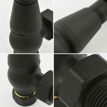 West Eton Angled Manual Radiator Valve and Lockshield - Textured Black