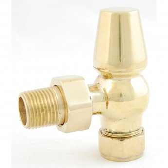 West Eton Traditional Angled Manual Radiator Valve and Lockshield - Un-Lacquered Brass