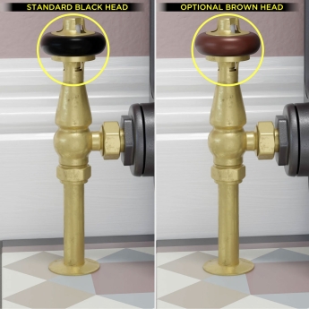 West Eton Traditional Angled Manual Radiator Valve and Lockshield - Un-Lacquered Brass | Product Image
