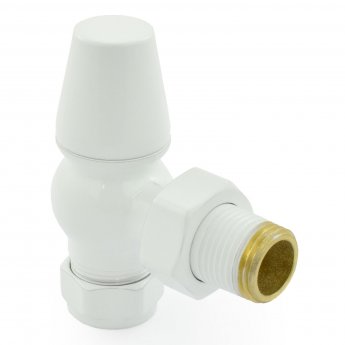 West Eton Angled Manual Radiator Valve and Lockshield - White