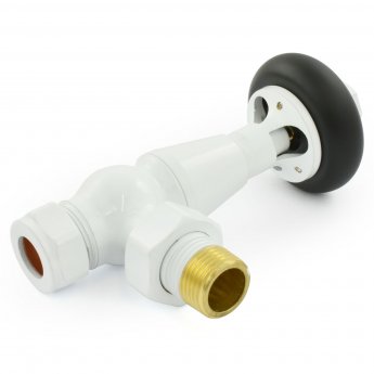 West Eton Angled Manual Radiator Valve and Lockshield - White