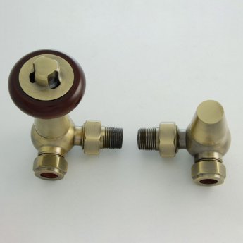 West Eton Traditional Corner Manual Radiator Valve and Lockshield - Antique Brass