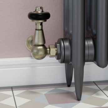 West Eton Traditional Corner Manual Radiator Valve and Lockshield - Antique Brass | Product Image