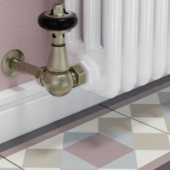 West Eton Traditional Corner Manual Radiator Valve and Lockshield - Antique Brass | Product Image