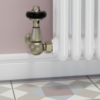 West Eton Traditional Corner Manual Radiator Valve and Lockshield - Antique Brass | Product Image