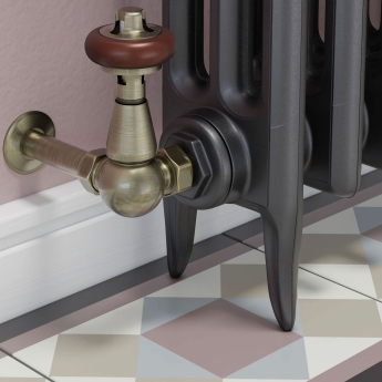 West Eton Traditional Corner Manual Radiator Valve and Lockshield - Antique Brass | Product Image