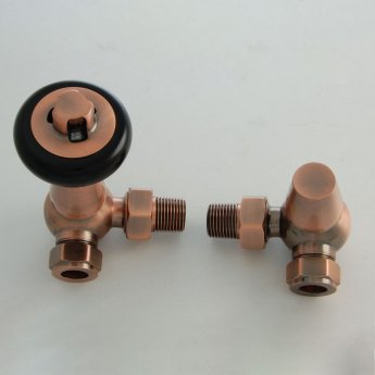 West Eton Traditional Corner Manual Radiator Valve and Lockshield - Antique Copper