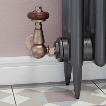 West Eton Traditional Corner Manual Radiator Valve and Lockshield - Antique Copper | Product Image