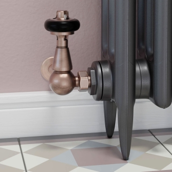 West Eton Traditional Corner Manual Radiator Valve and Lockshield - Antique Copper | Product Image