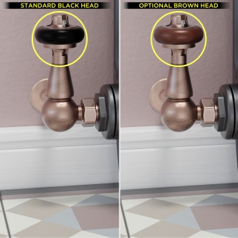 West Eton Traditional Corner Manual Radiator Valve and Lockshield - Antique Copper | Product Image