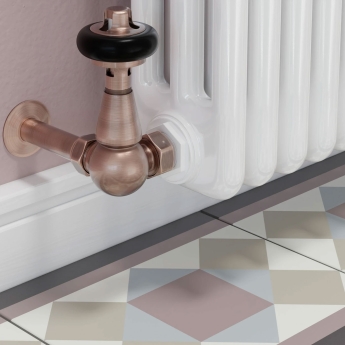 West Eton Traditional Corner Manual Radiator Valve and Lockshield - Antique Copper | Product Image