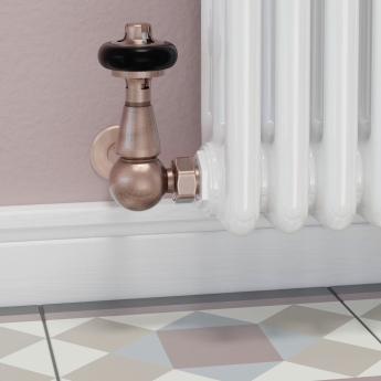 West Eton Traditional Corner Manual Radiator Valve and Lockshield - Antique Copper | Product Image