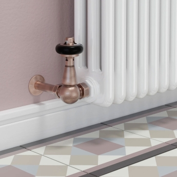 West Eton Traditional Corner Manual Radiator Valve and Lockshield - Antique Copper | Product Image