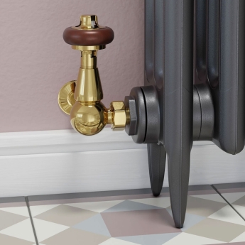 West Eton Traditional Corner Manual Radiator Valve and Lockshield - Brass | Product Image