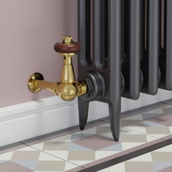 West Eton Traditional Corner Manual Radiator Valve and Lockshield - Brass | Product Image