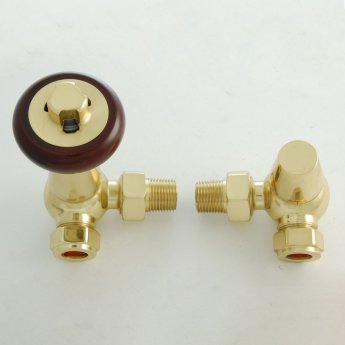 West Eton Traditional Corner Manual Radiator Valve and Lockshield - Brass