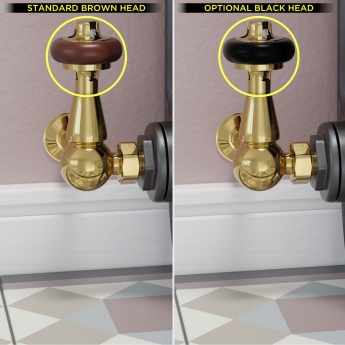 West Eton Traditional Corner Manual Radiator Valve and Lockshield - Brass | Product Image