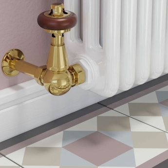 West Eton Traditional Corner Manual Radiator Valve and Lockshield - Brass | Product Image