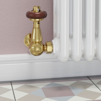 West Eton Traditional Corner Manual Radiator Valve and Lockshield - Brass | Product Image
