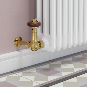 West Eton Traditional Corner Manual Radiator Valve and Lockshield - Brass | Product Image