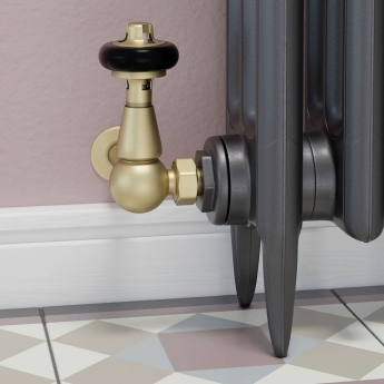West Eton Traditional Corner Manual Radiator Valve and Lockshield - Brushed Brass | Product Image
