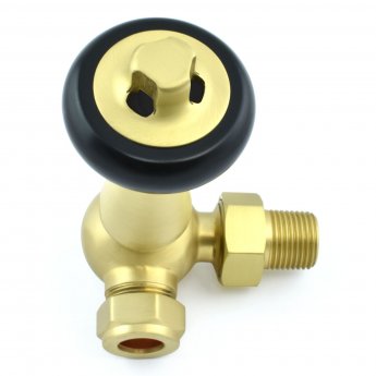 West Eton Traditional Corner Manual Radiator Valve and Lockshield - Brushed Brass