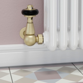 West Eton Traditional Corner Manual Radiator Valve and Lockshield - Brushed Brass | Product Image