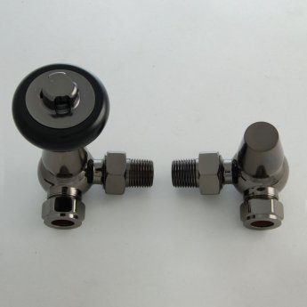 West Eton Traditional Corner Manual Radiator Valve and Lockshield - Black Nickel