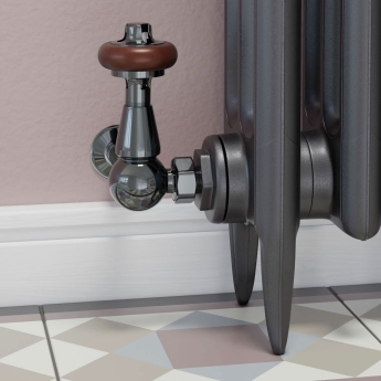 West Eton Traditional Corner Manual Radiator Valve and Lockshield - Black Nickel | Product Image