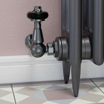 West Eton Traditional Corner Manual Radiator Valve and Lockshield - Black Nickel | Product Image