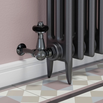 West Eton Traditional Corner Manual Radiator Valve and Lockshield - Black Nickel | Product Image