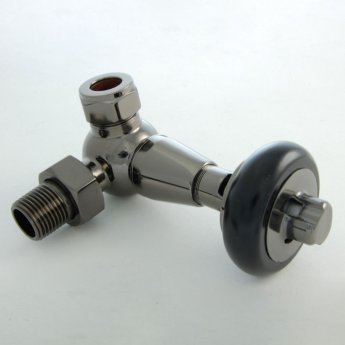 West Eton Traditional Corner Manual Radiator Valve and Lockshield - Black Nickel