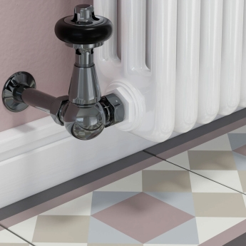 West Eton Traditional Corner Manual Radiator Valve and Lockshield - Black Nickel | Product Image