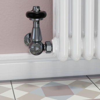West Eton Traditional Corner Manual Radiator Valve and Lockshield - Black Nickel | Product Image
