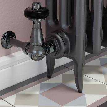 West Eton Traditional Corner Manual Radiator Valve and Lockshield - Black Nickel | Product Image