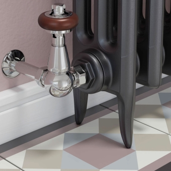 West Eton Traditional Corner Manual Radiator Valve and Lockshield - Chrome | Product Image