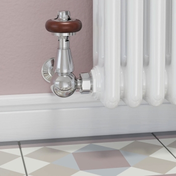 West Eton Traditional Corner Manual Radiator Valve and Lockshield - Chrome | Product Image