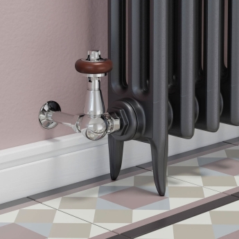 West Eton Traditional Corner Manual Radiator Valve and Lockshield - Chrome | Product Image