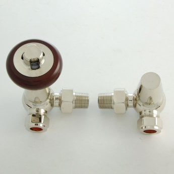 West Eton Traditional Corner Manual Radiator Valve and Lockshield - Nickel