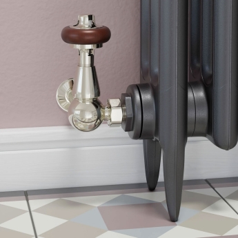 West Eton Traditional Corner Manual Radiator Valve and Lockshield - Nickel | Product Image