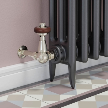 West Eton Traditional Corner Manual Radiator Valve and Lockshield - Nickel | Product Image